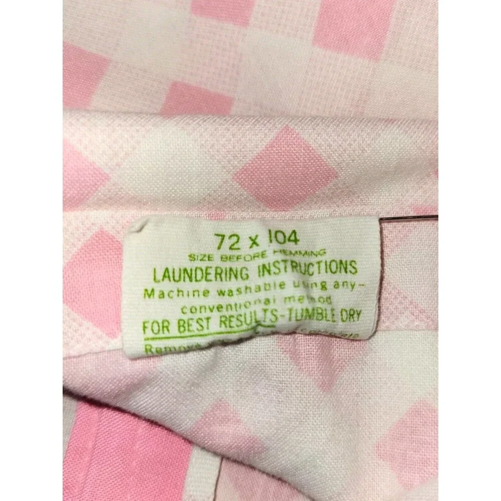Vtg Dan River Dantrel Pink Checkered Flat Sheet Queen 72x104 Vintage USA Bedding